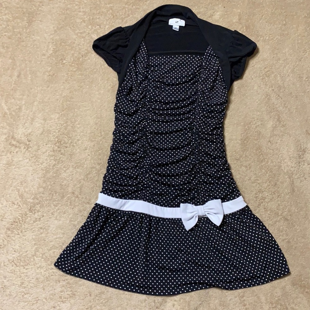 *Iz Byer Ruched Polka Dot Dress